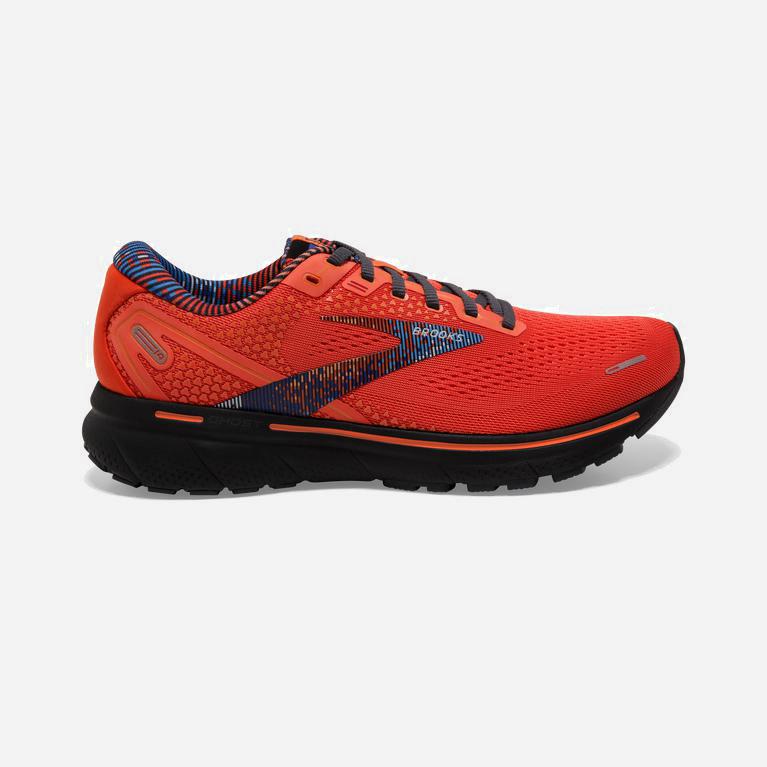 Tenis Brooks Ghost 14 Cushioned - Zapatillas Para Correr En Asfalto Hombre - Negras / Rojas Naranjas